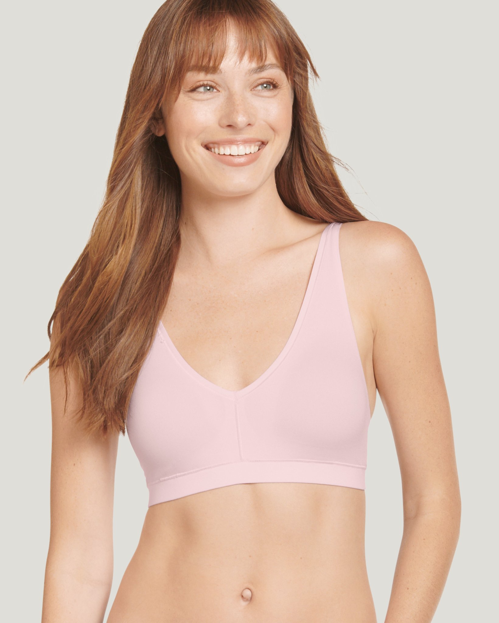 トップス LGB STRING BRA ICE PINK Women's Light Support Seamless Ribbed Sports Bra - Pink