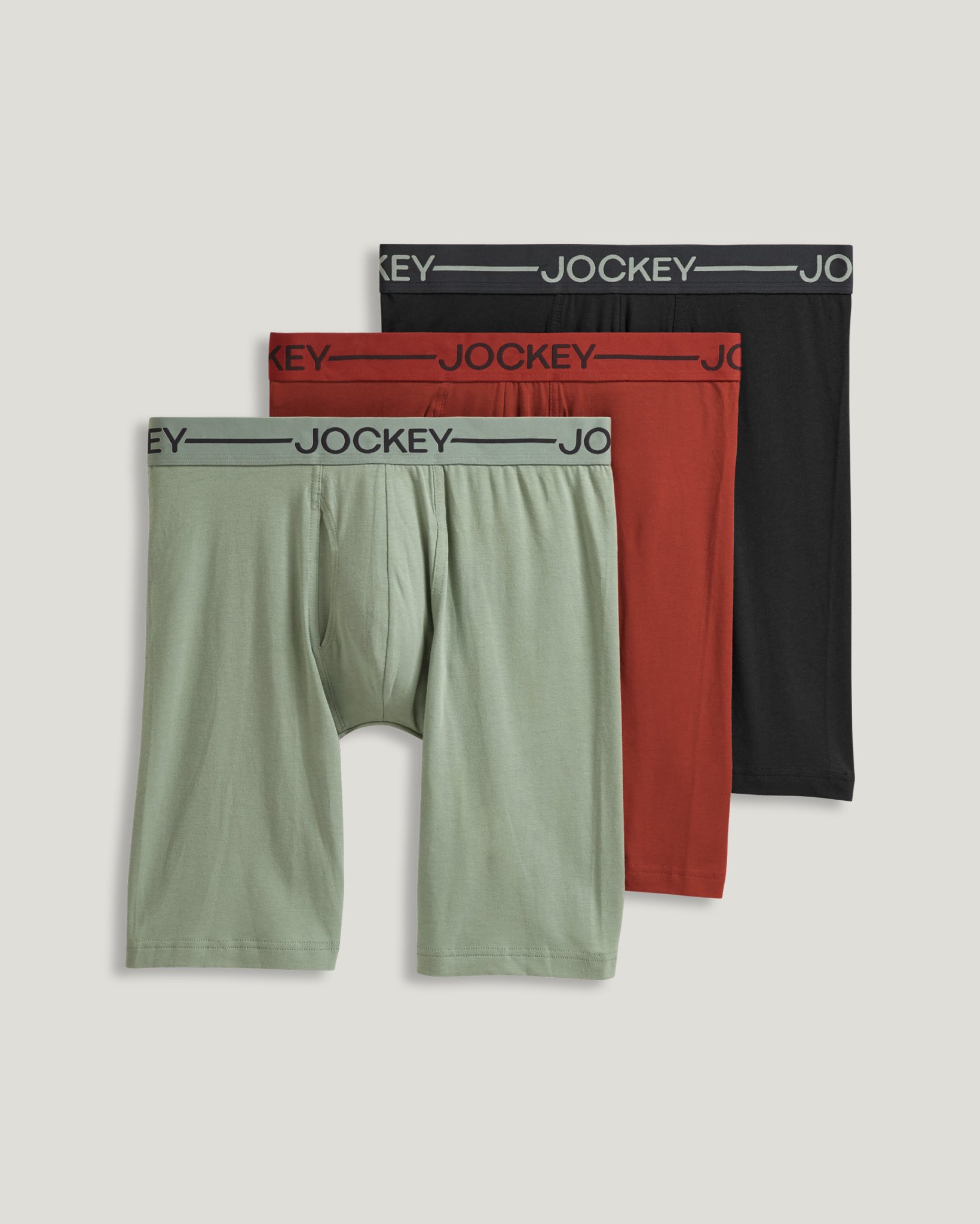 Organic Cotton Stretch 9.5" Long Leg Boxer Brief - 3 Pack