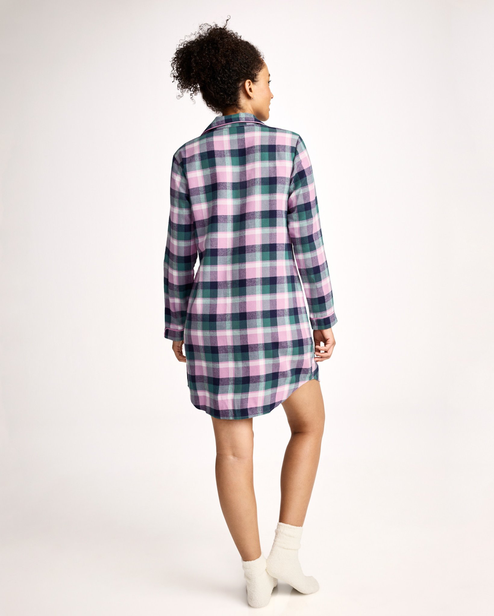 flannel pajama shirt dress Angelina Christmas Matching Women's Flannel Button Down Sleep Shirt Dress Pajama