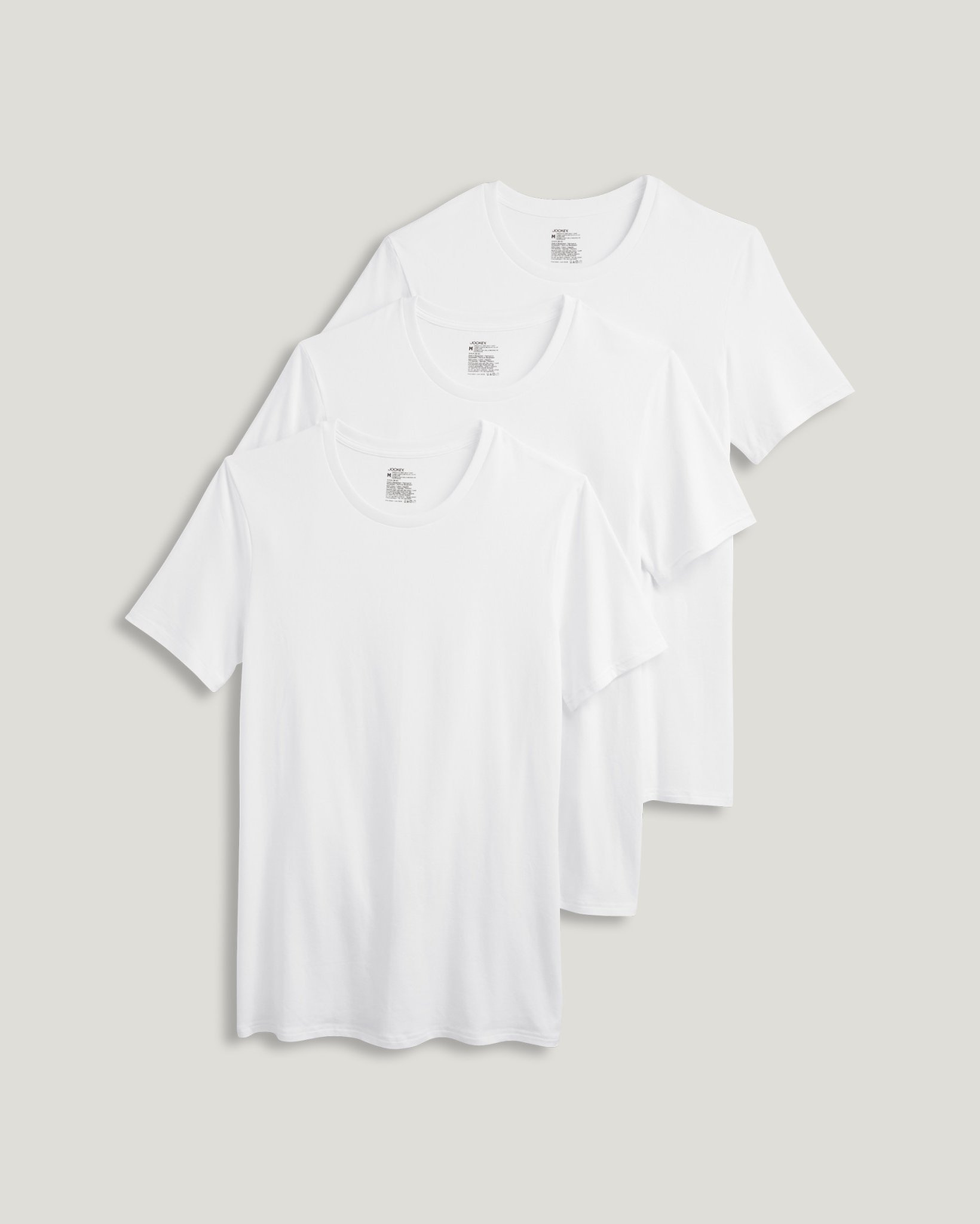 Jockey Smooth Fit Cotton Stretch Crew Neck Undershirt - 3 Pack