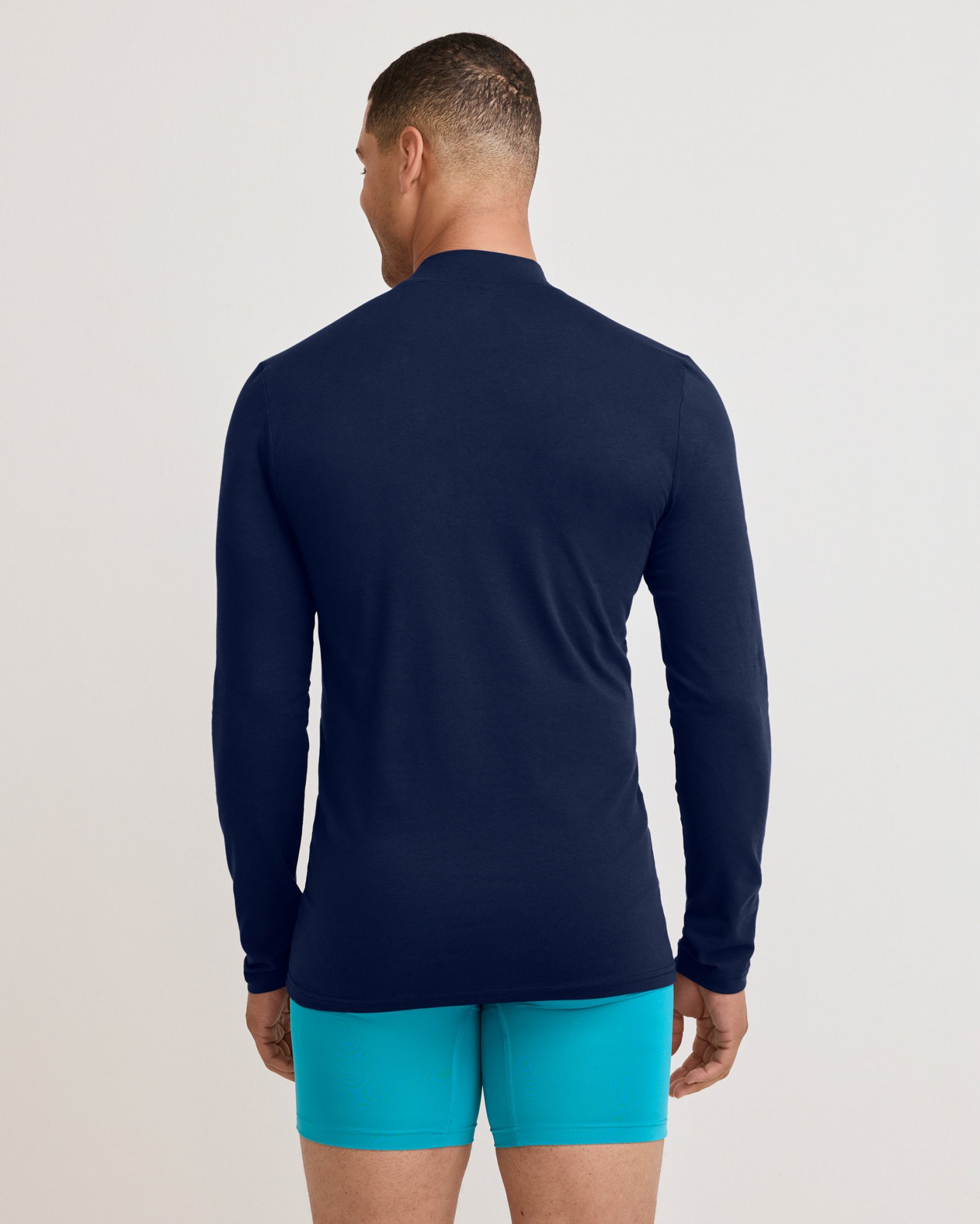 Cotton Stretch Long Sleeve Mock Neck Tee