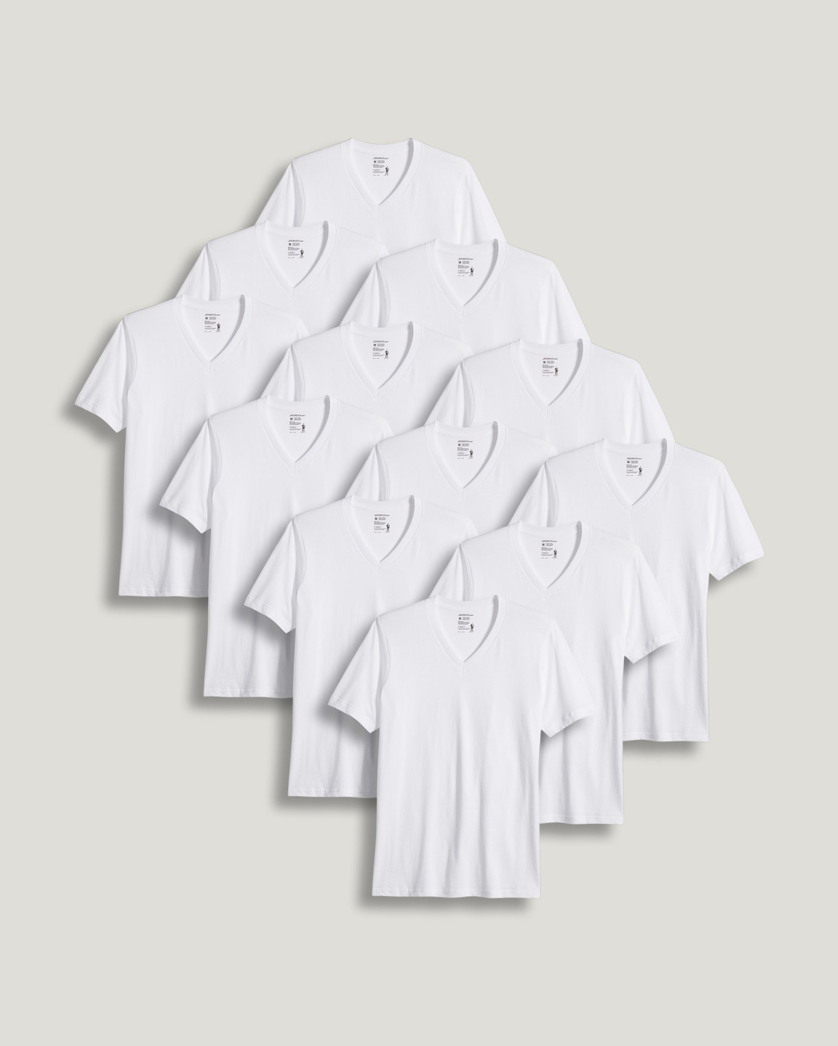 Jockey Men's Big & Tall Classic V-Neck Undershirt - 12 Pack, 100% Cotton, Relaxed Fit