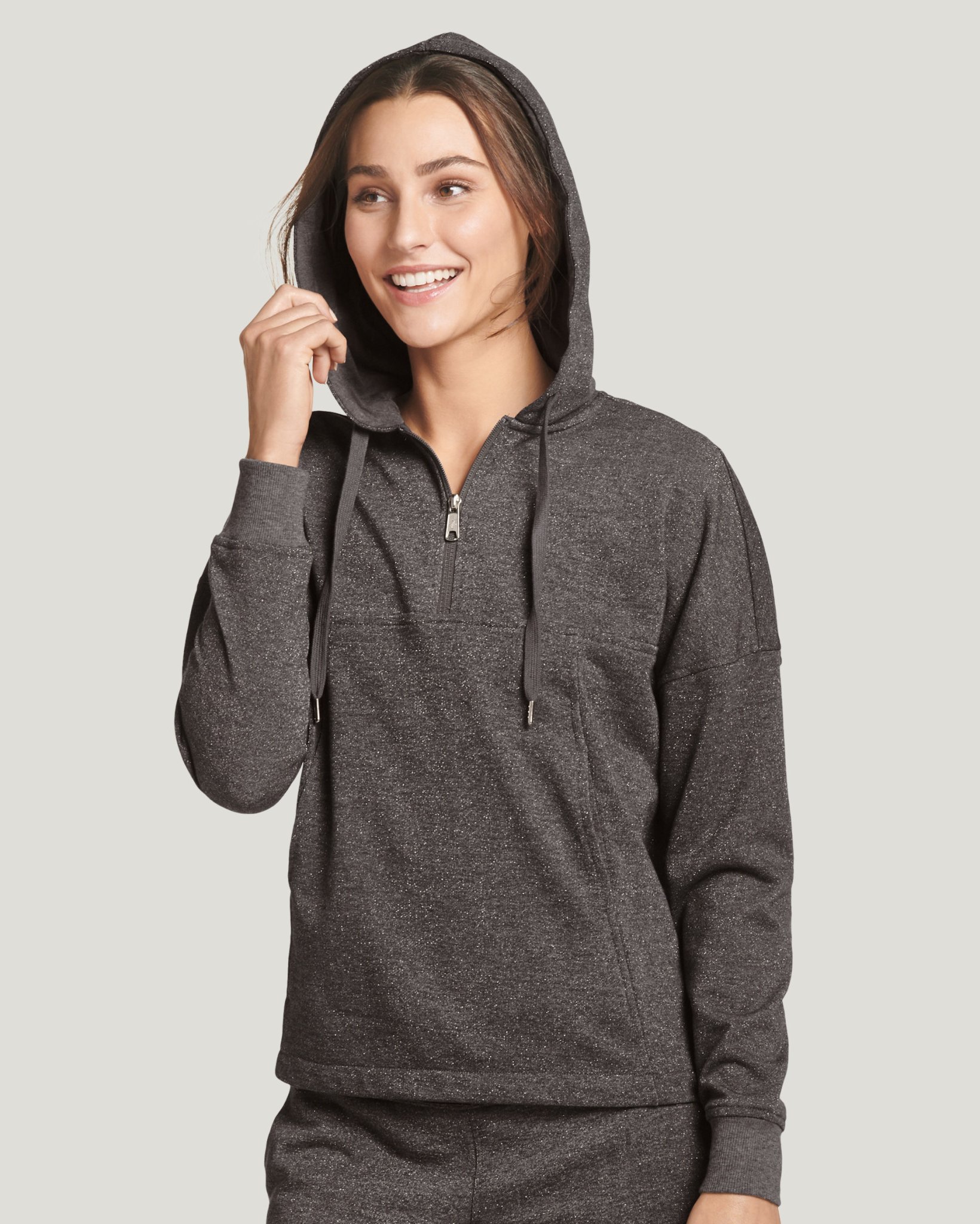 Glitter Half-Zip Hoodie