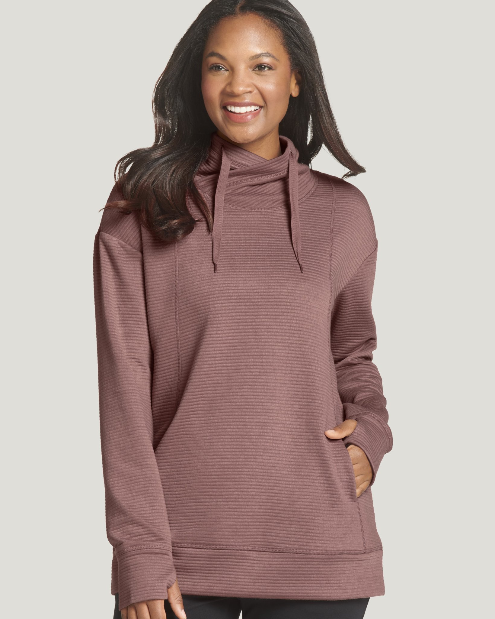 Cowl Cross Neck Quilted Pullover