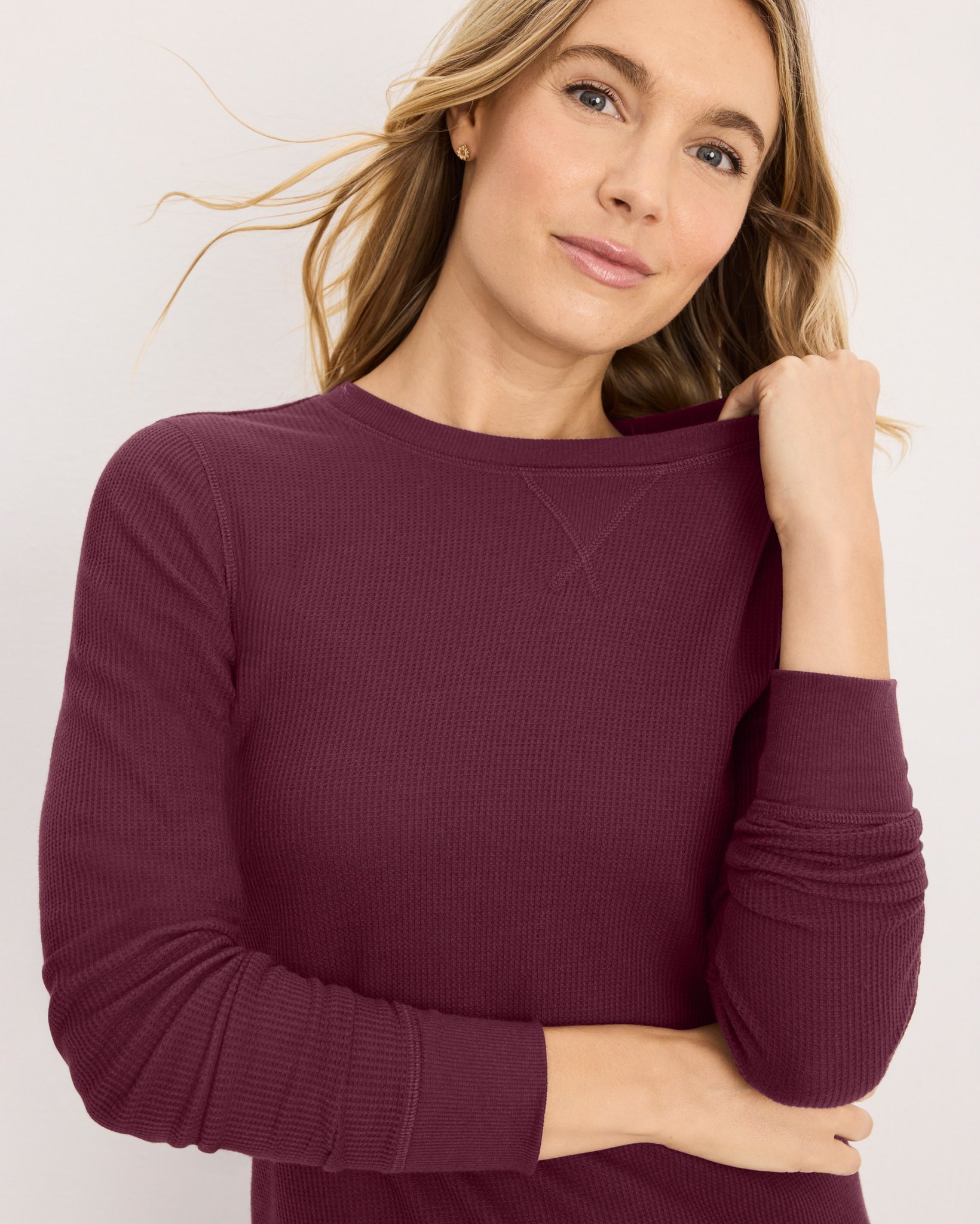 トップス VRK WAFFLE LONG SLEEVES - Wine Long Sleeve Waffle Crew