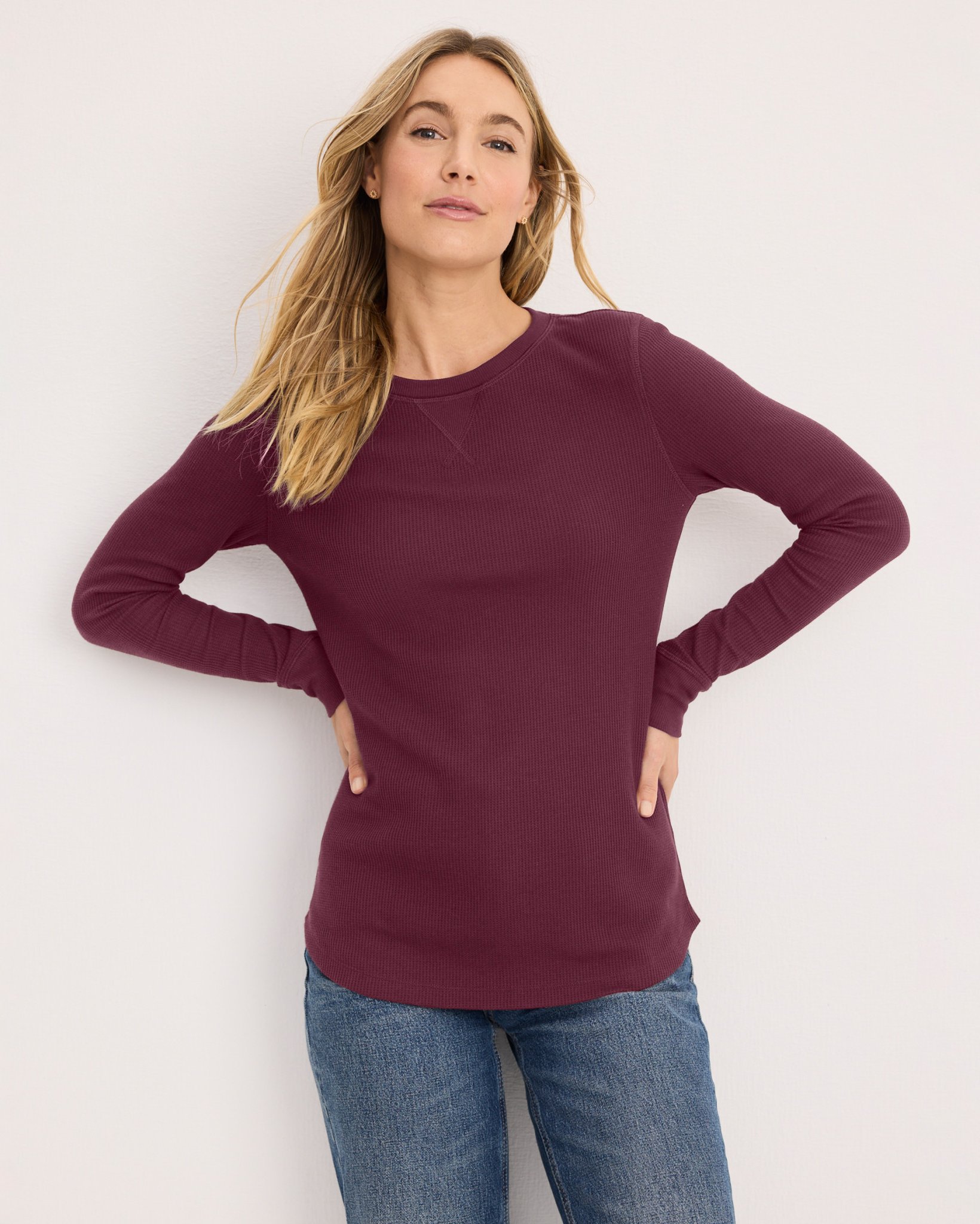 トップス VRK WAFFLE LONG SLEEVES - Wine Long Sleeve Waffle Crew