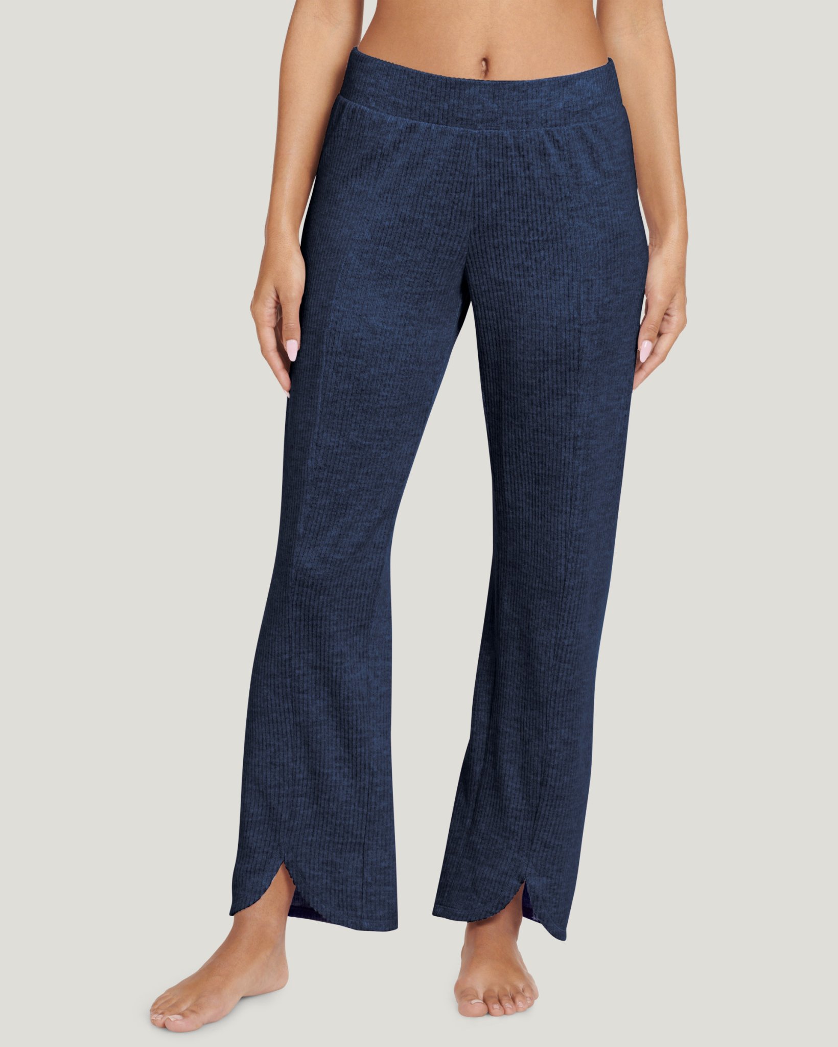 パンツ Bristol STRETCH KNIT RIBBED LOUNGE PANTS ABEWIP Ribbed Knit Pants for Women Wide Leg Elastic High