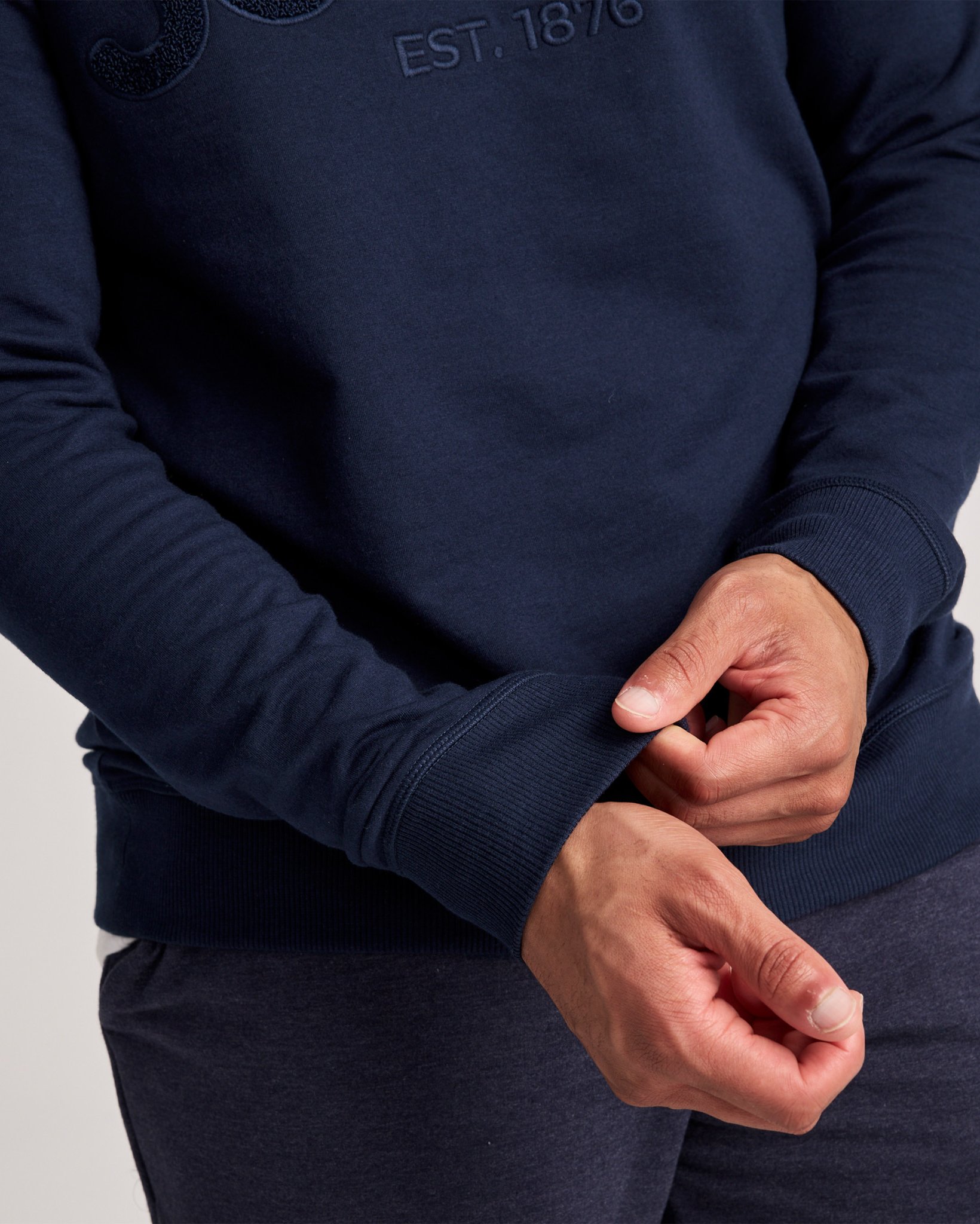 Lightweight Cotton Blend Fleece Crew Sweatshirt