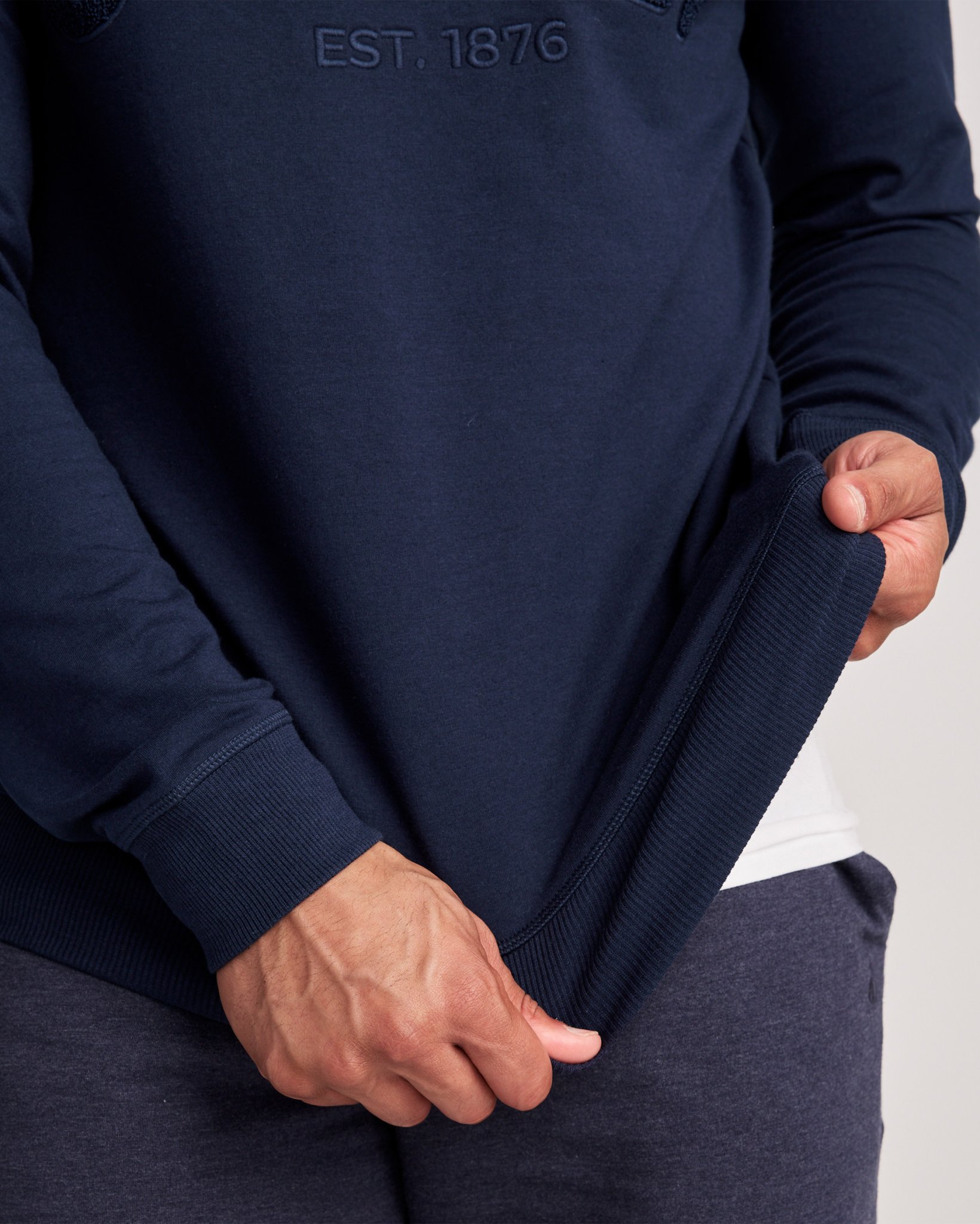 Lightweight Cotton Blend Fleece Crew Sweatshirt