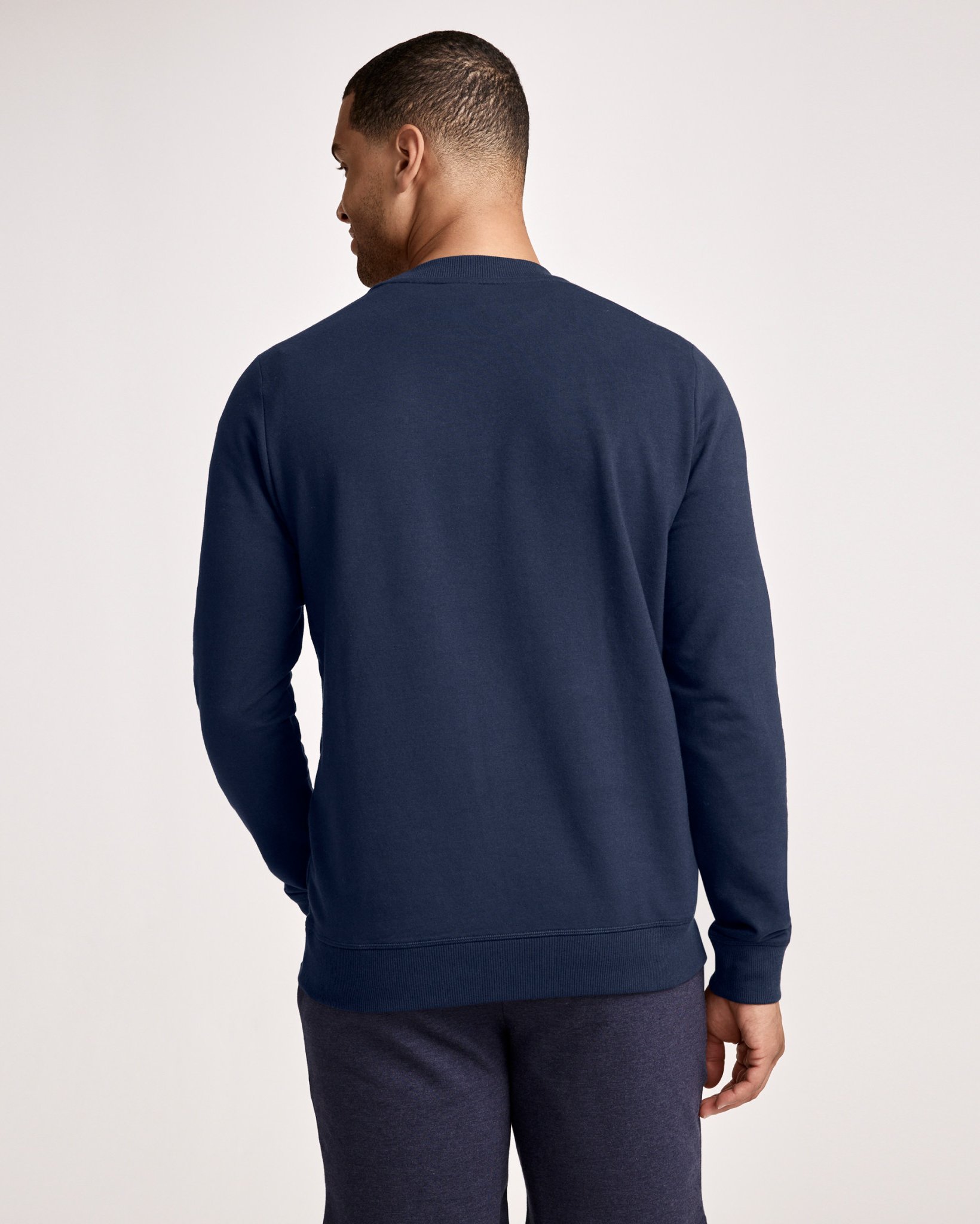 Lightweight Cotton Blend Fleece Crew Sweatshirt