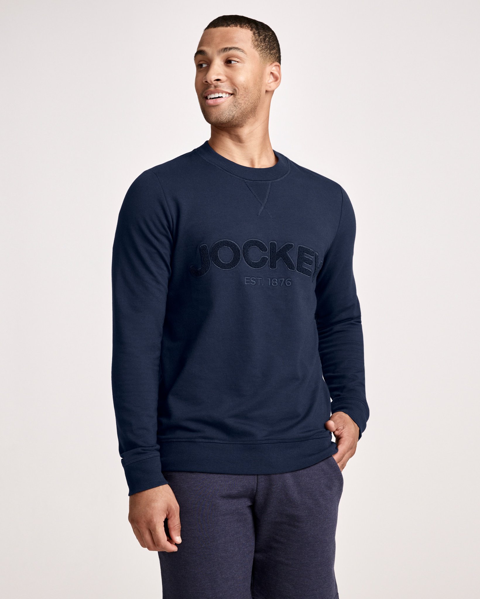 Lightweight Cotton Blend Fleece Crew Sweatshirt