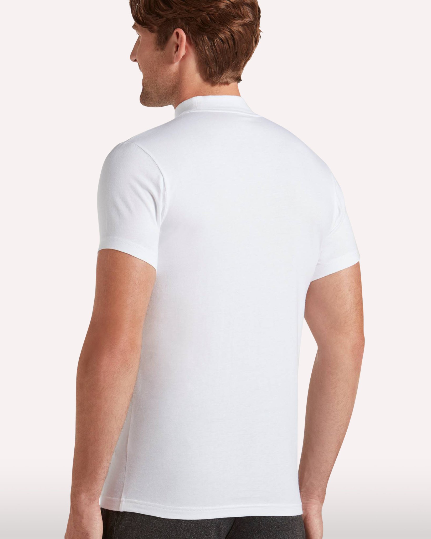 WIDE SHORT SLEEVE MOCKNECK XL ホワイト 100 % Cotton Short Sleeve Mock Neck Tee - 2 Pack