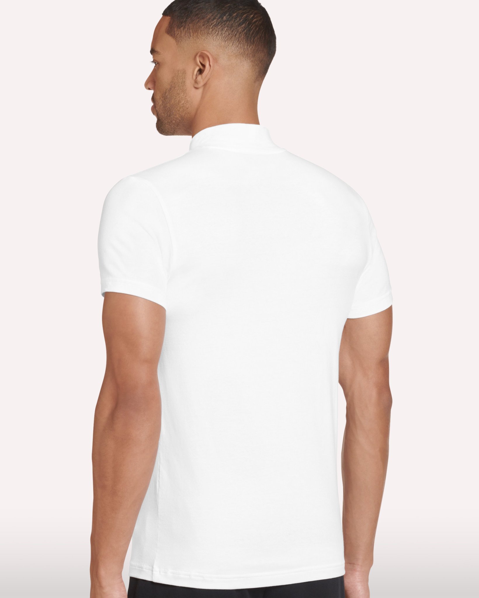 Cotton Stretch Mock Neck Tee