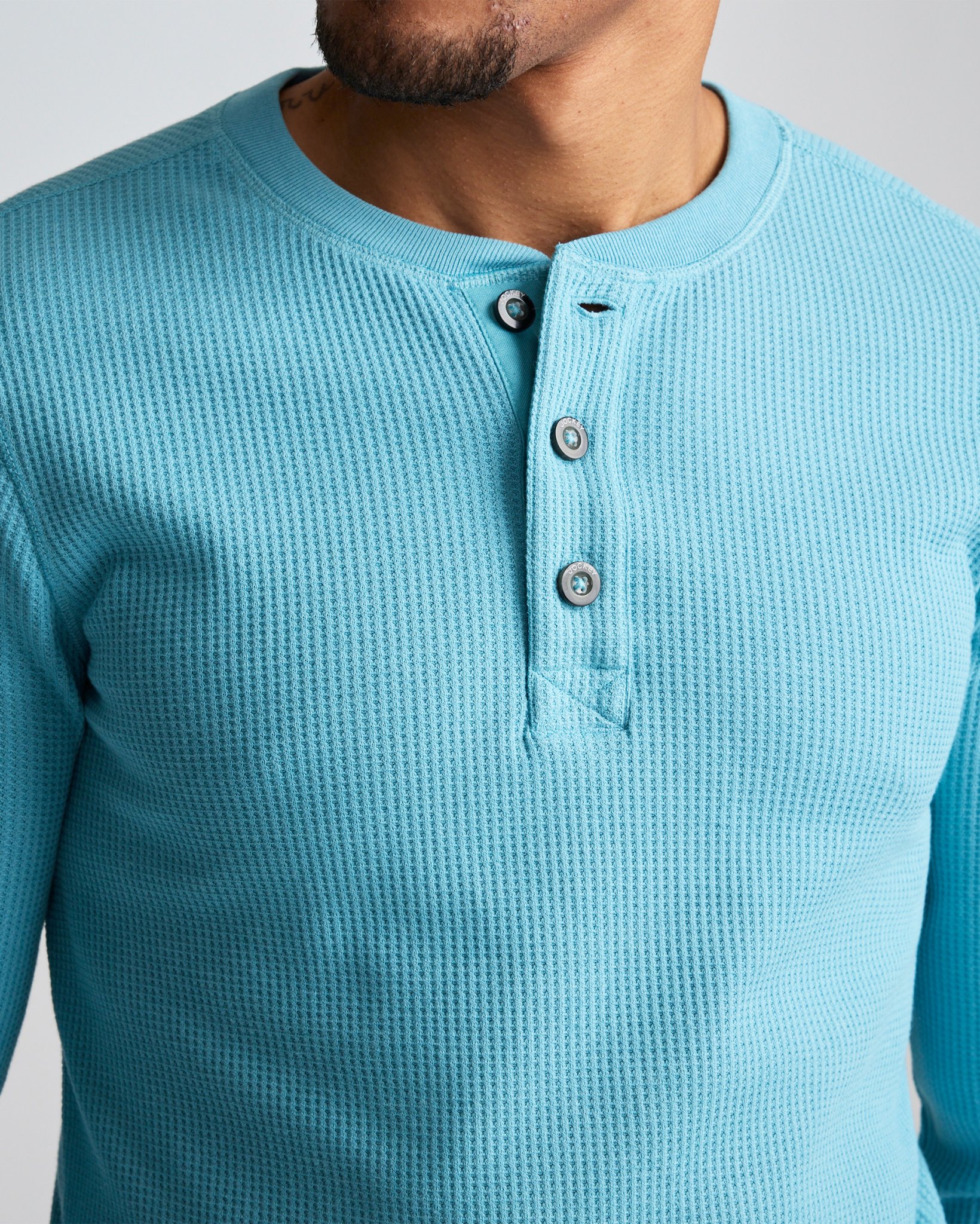 Long Sleeve Waffle Henley