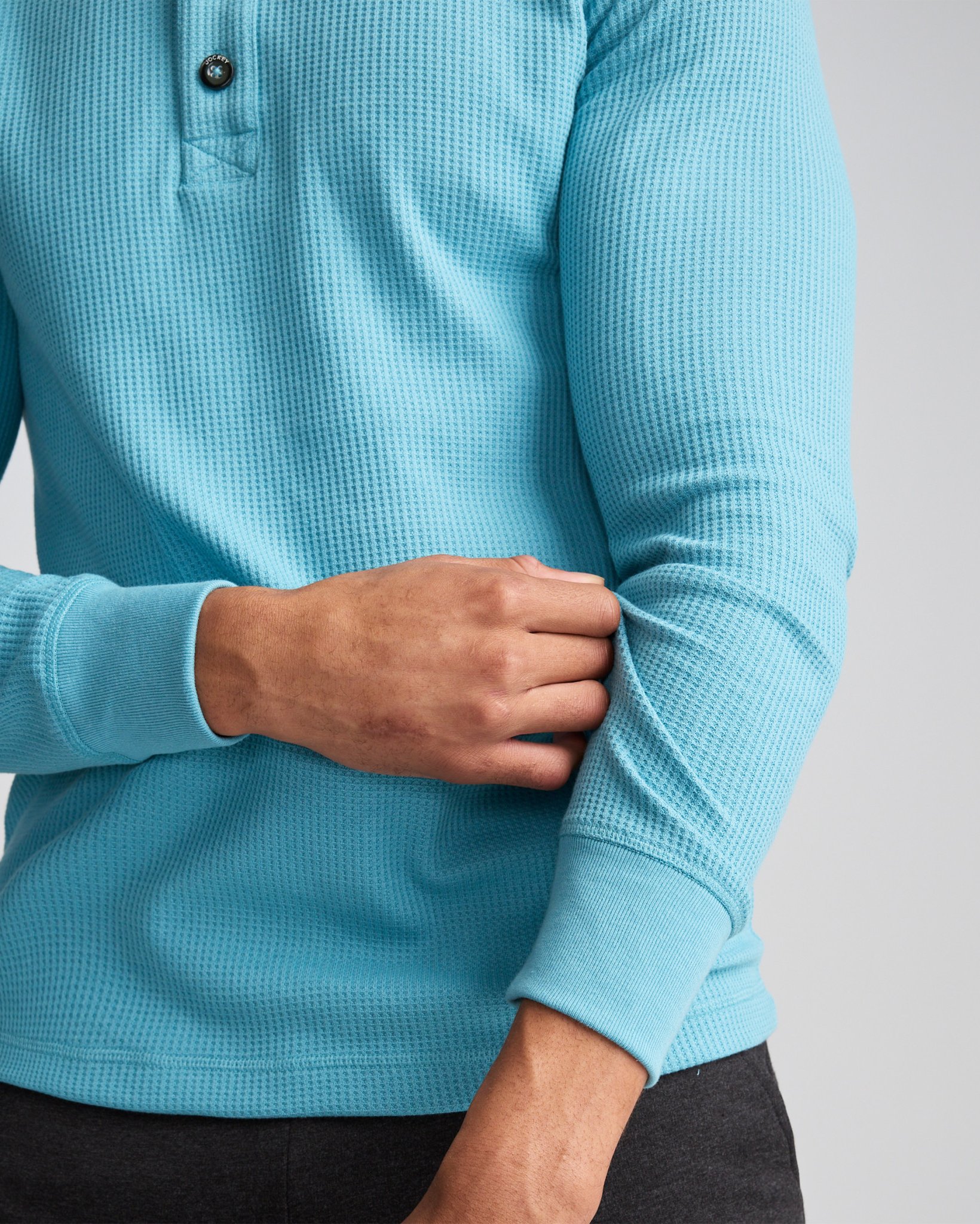 Long Sleeve Waffle Henley