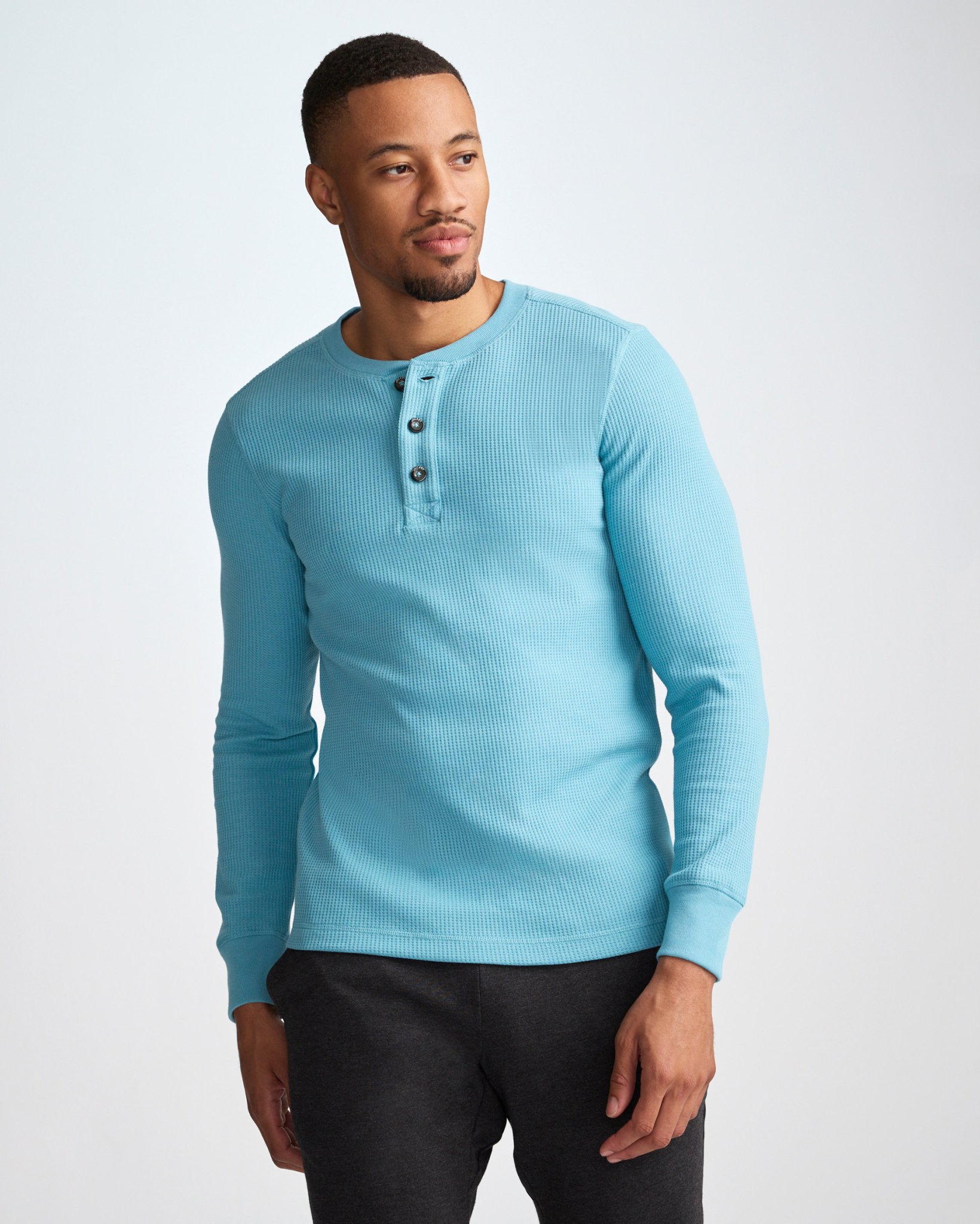 Long Sleeve Waffle Henley
