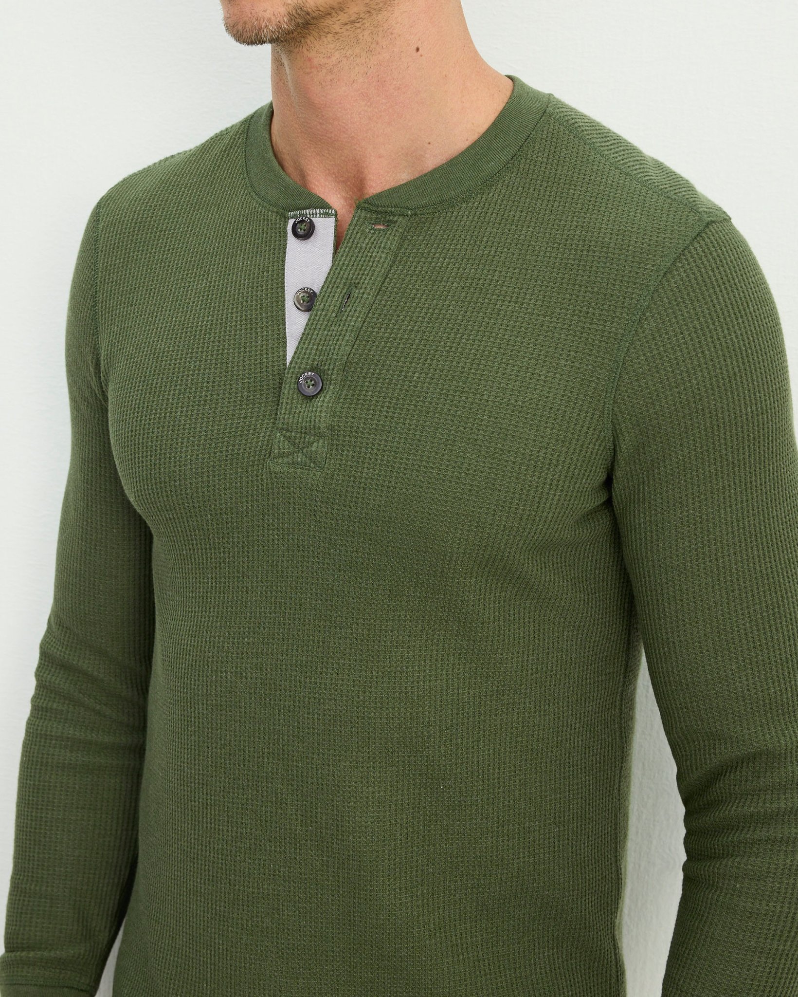 Long Sleeve Waffle Henley