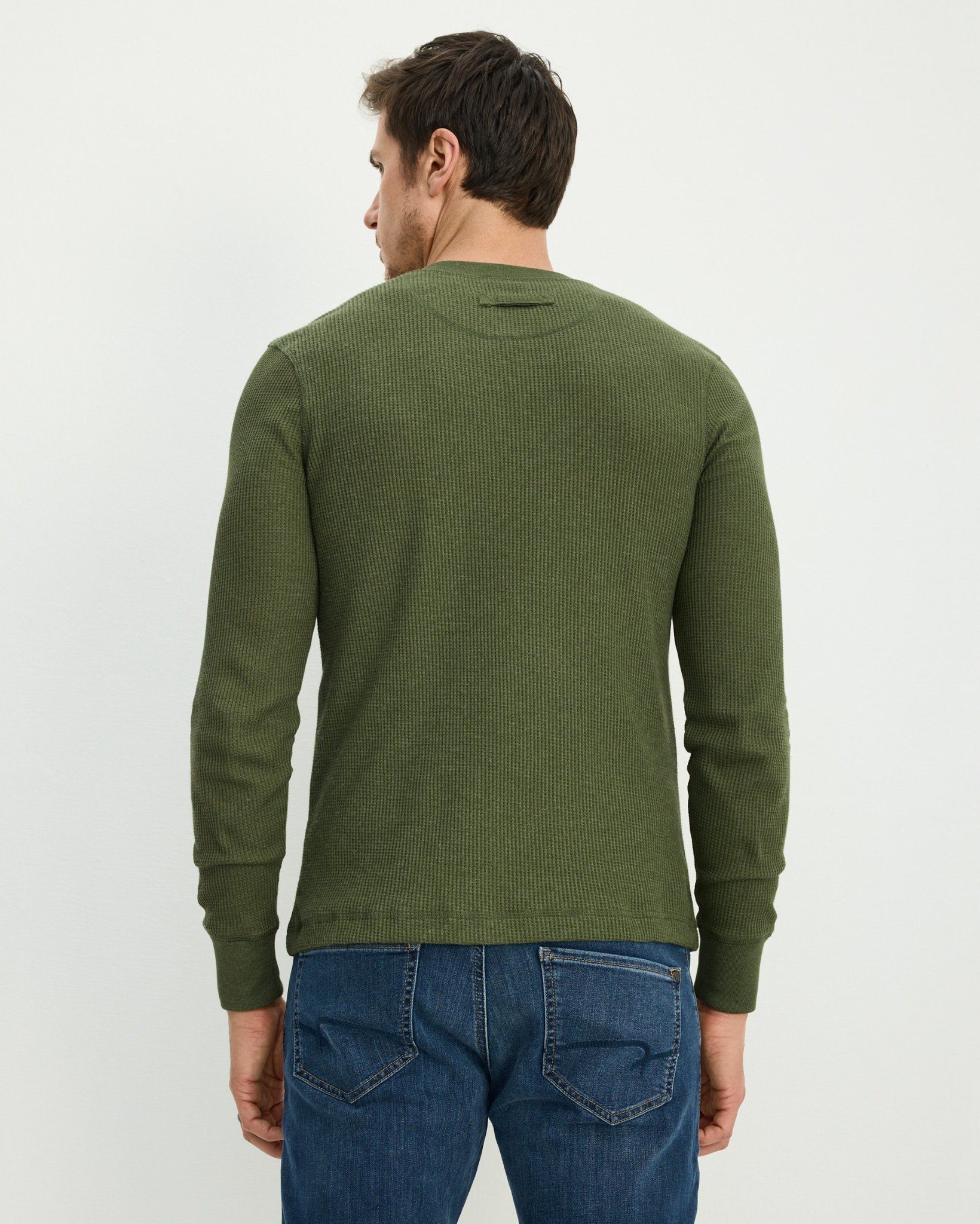 Long Sleeve Waffle Henley