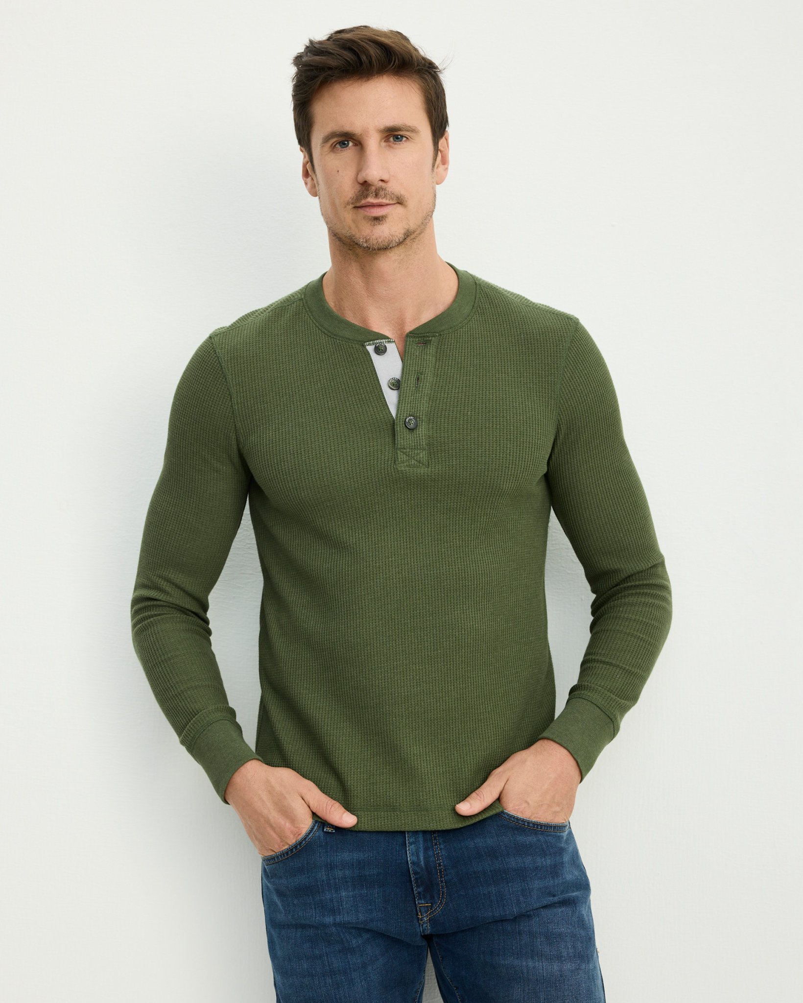 【YOURNUS】Neko Henry Neck Long Sleeve John Henry Long Sleeve Mock Neck Shirt Size Mens Medium | eBay