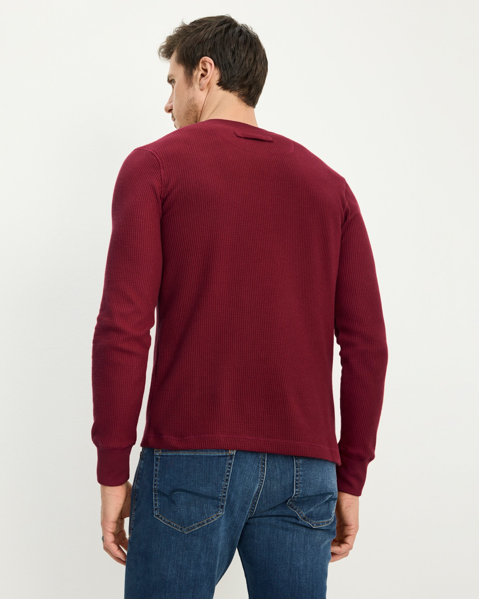 Chemise Tecovas Homme - Marron Gaufré, Col Henley, Manches Longues, Taille XL