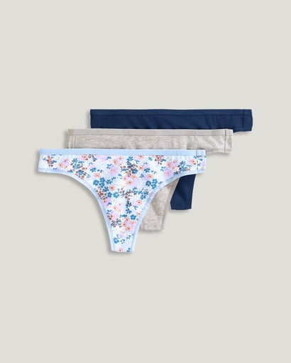 Organic Cotton Stretch Logo Thong - 6 Pack