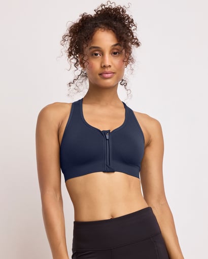 Mid Impact Zip Front Sports Bra
