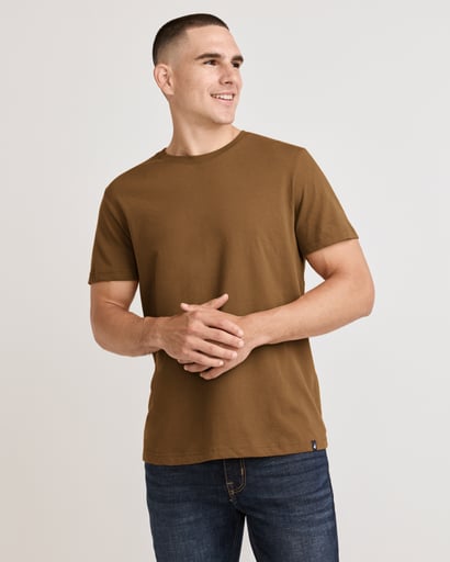 Cotton Stretch Long Sleeve Mock Neck Tee