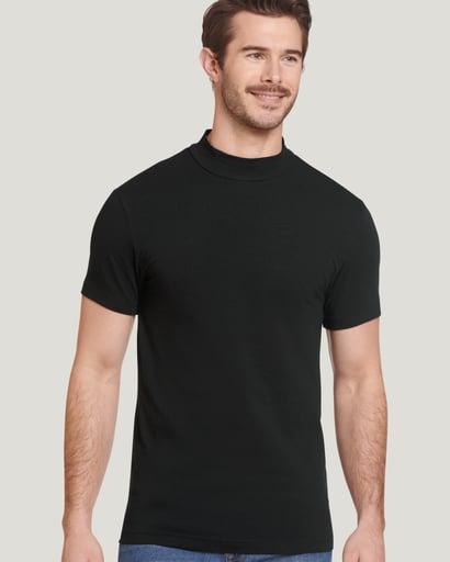 Cotton Stretch Mock Neck Tee